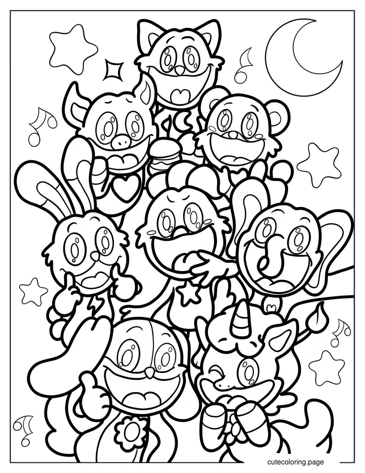 All Smiling Critters Coloring Page For Kids coloring page