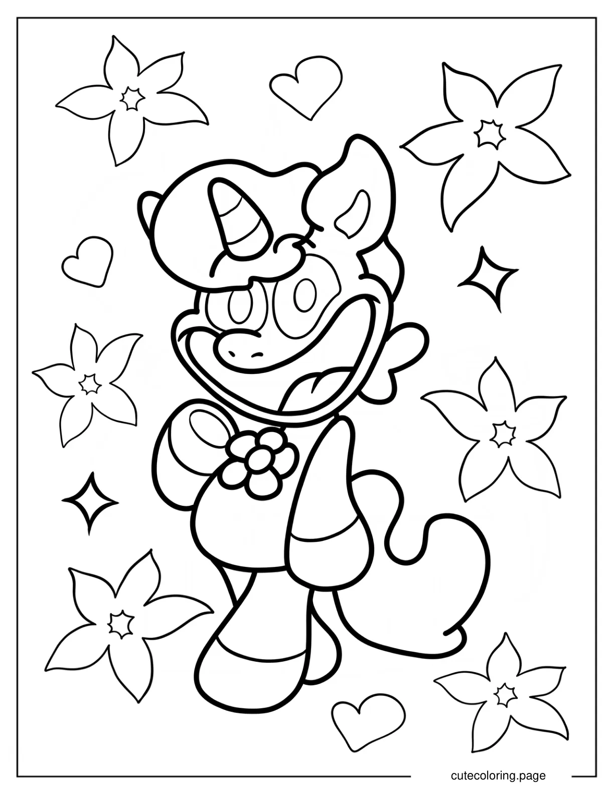 CraftyCorn With Flowers Coloring Sheet For Kids coloring page