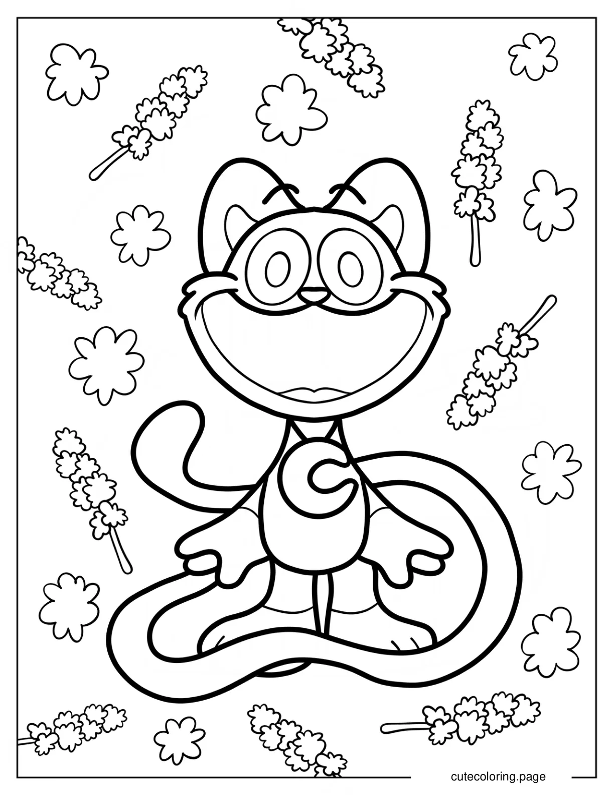 Easy Grinning CatNap Coloring Page For Kids coloring page