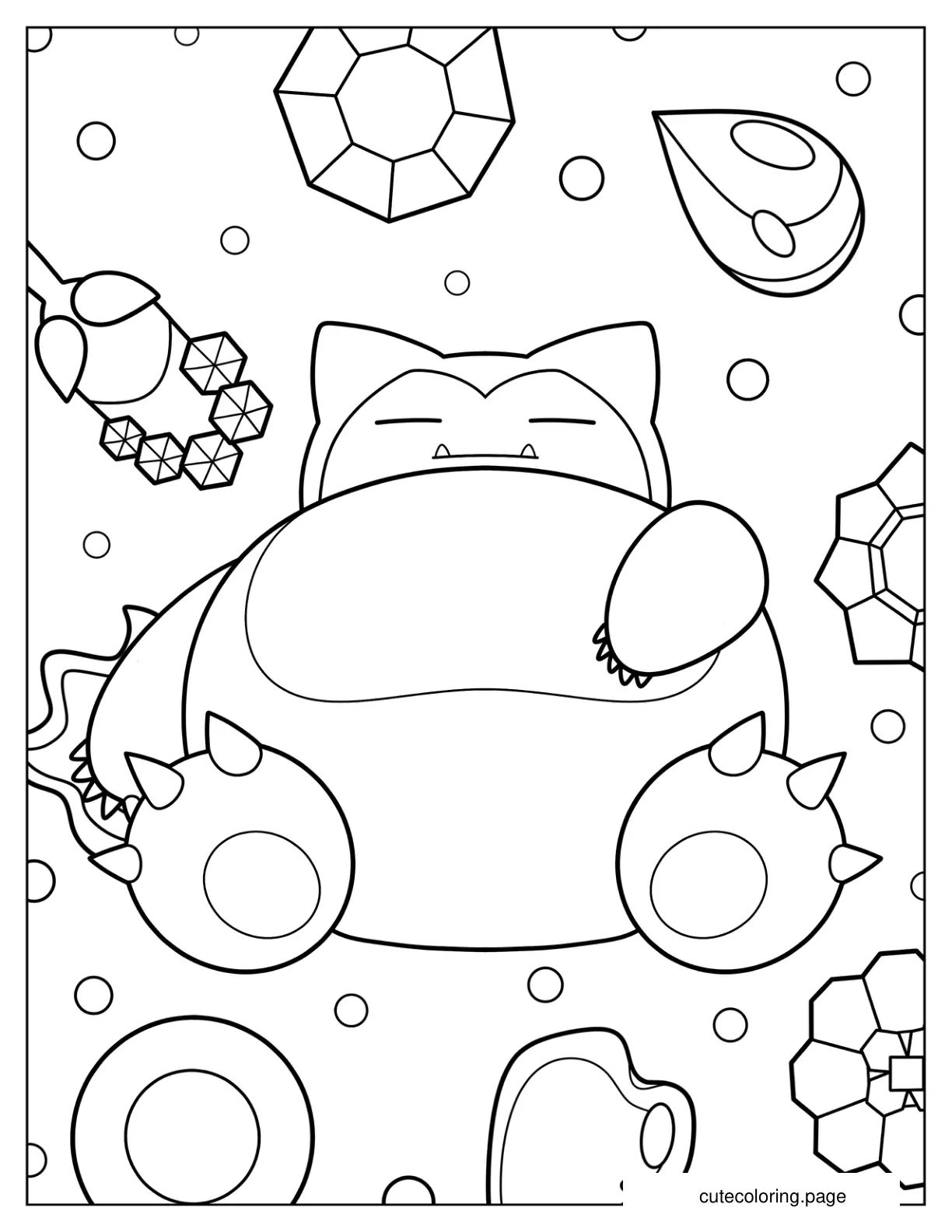 Easy Snorlax Sleeping Outline Coloring Sheet coloring page