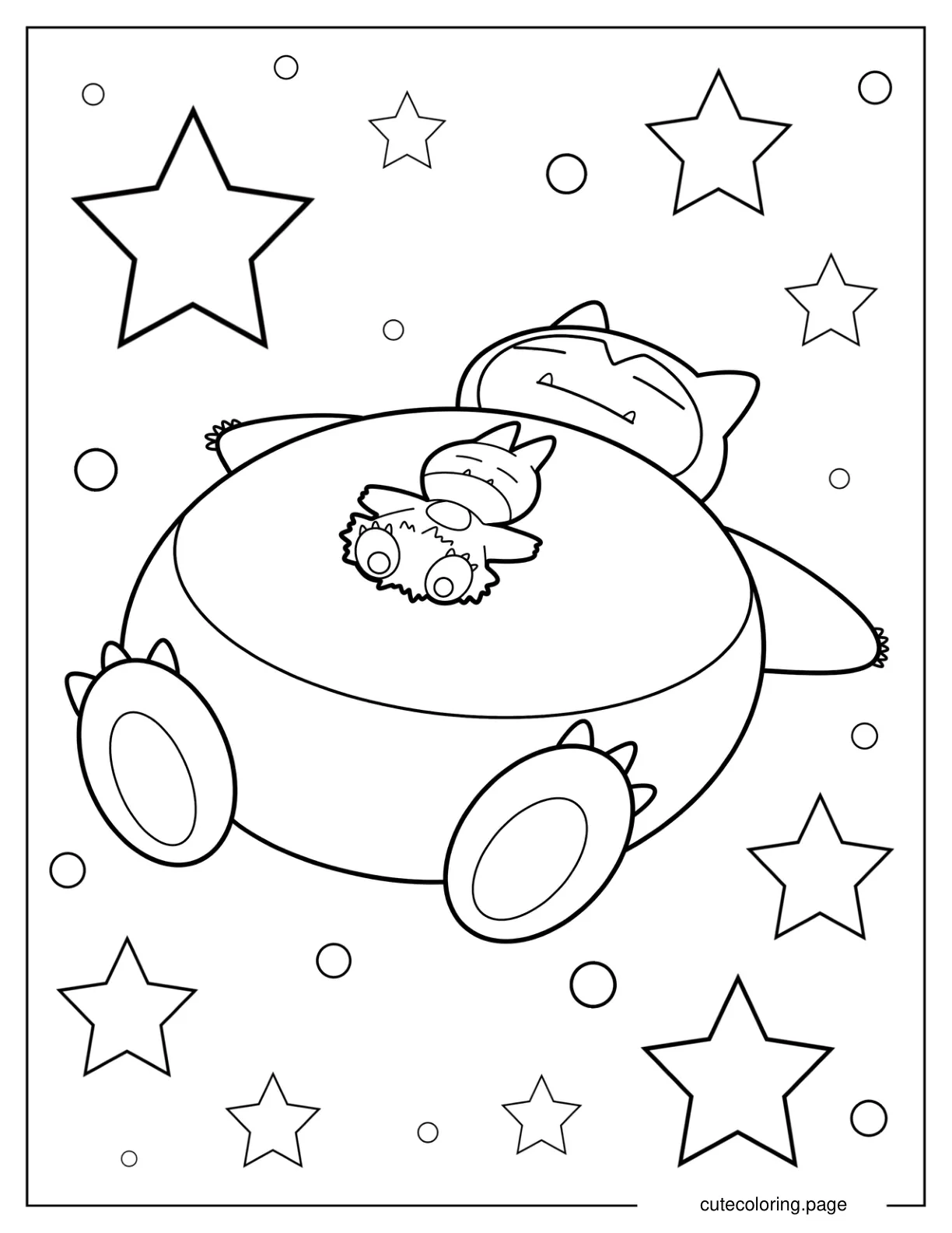 Munchlax Sleeping On Top Of Snorlax Coloring Page coloring page