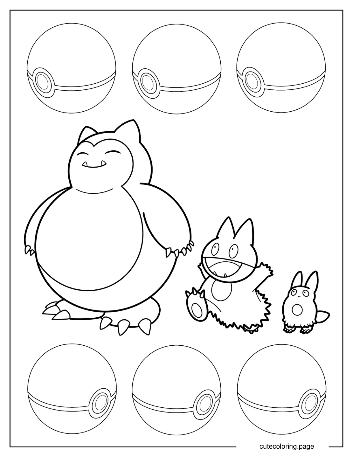 Munchlax To Snorlax Evolution Coloring Sheet coloring page