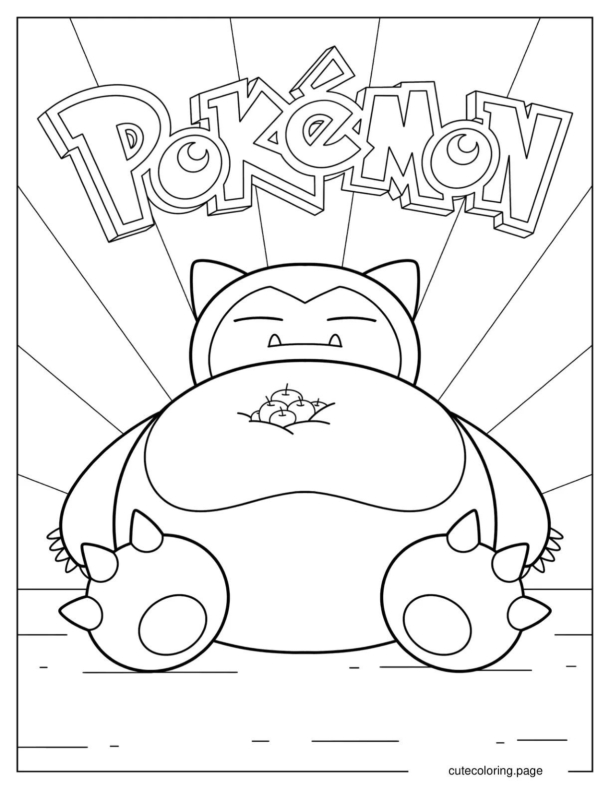 Snorlax Sleeping With Apples On Stomach Coloring Sheet coloring page