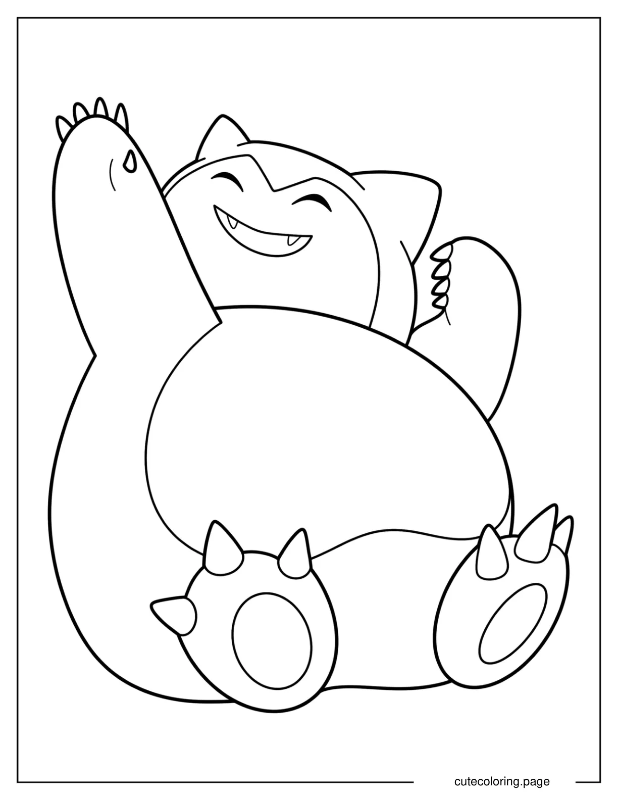 Snorlax Waving Coloring Sheet For Preschoolers coloring page