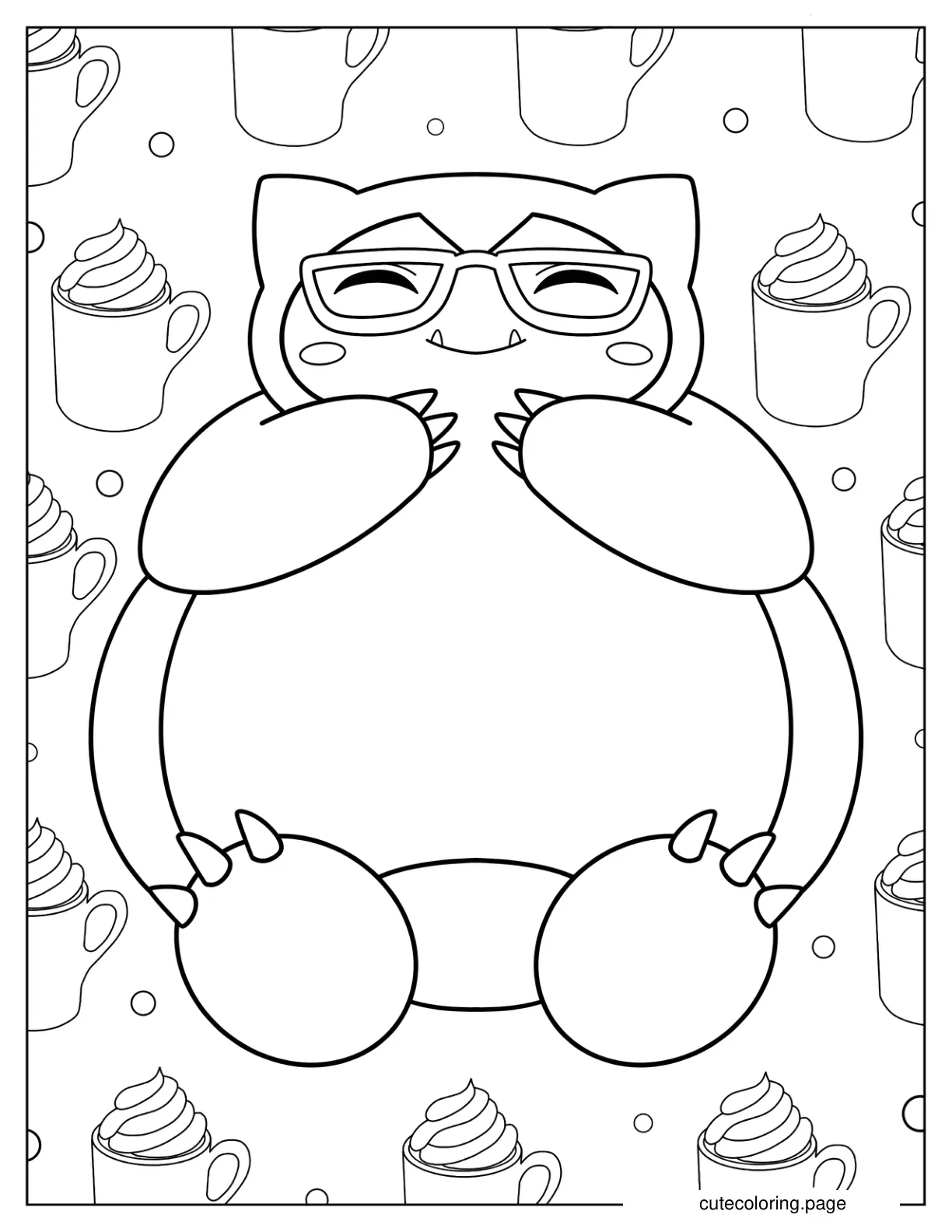 Snorlax Wearing Eyeglasses coloring page