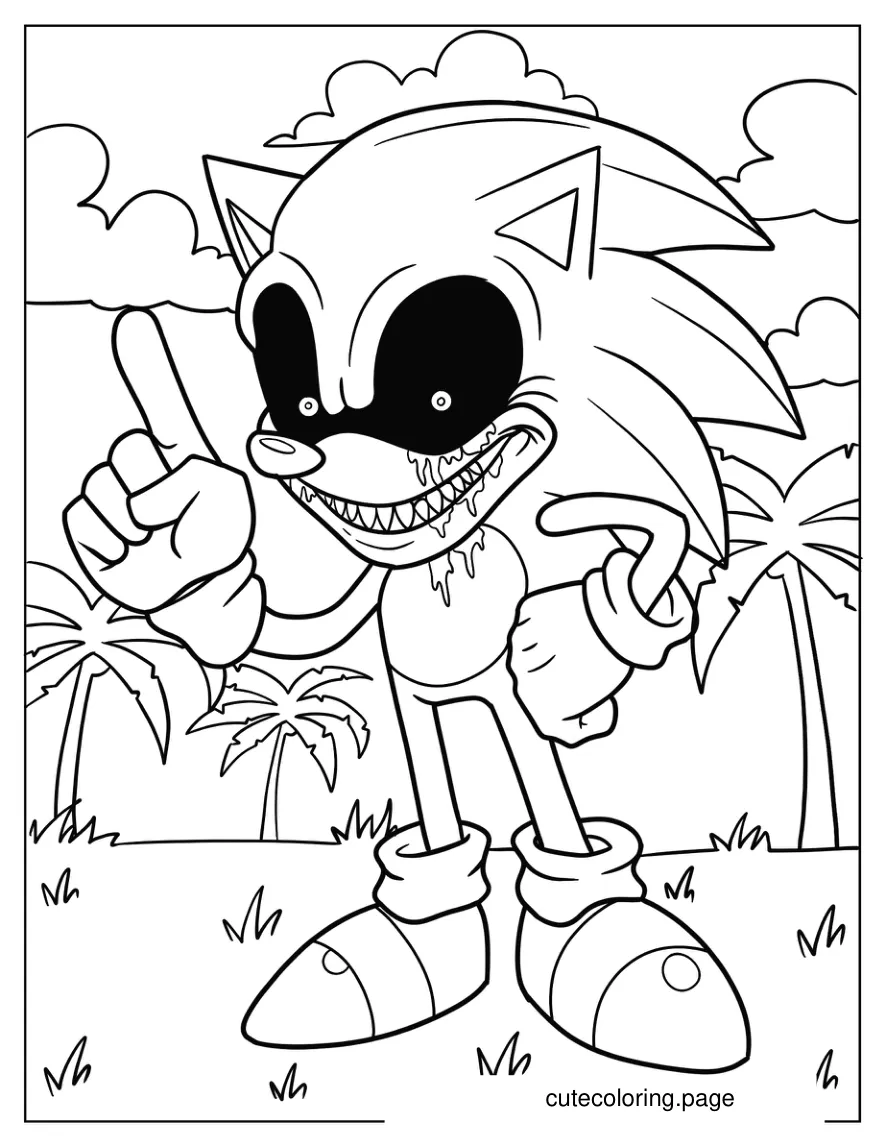 Chilling Sonic Exe On The Beach Coloring Sheet coloring page