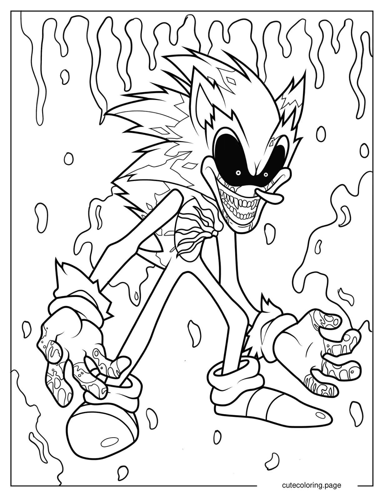 Evil Sonic Exe Covered In Blood Coloring Page coloring page