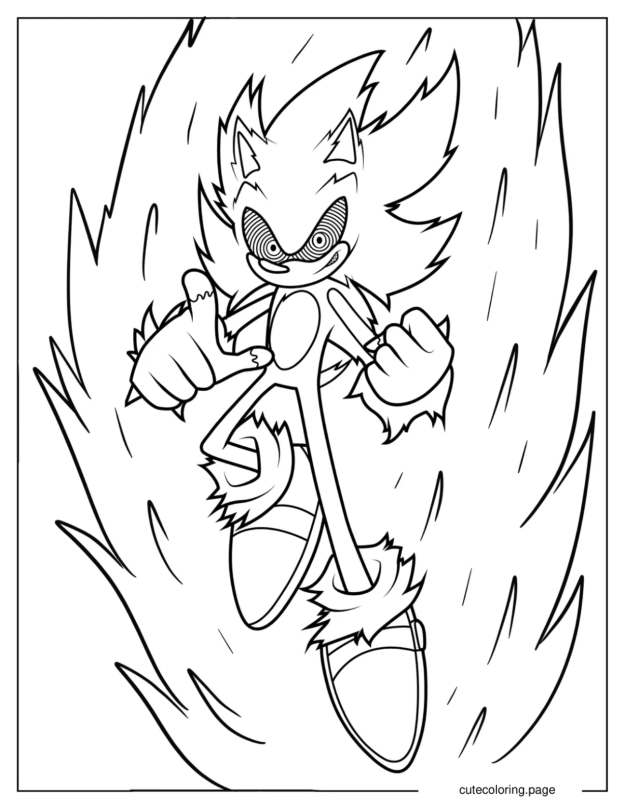 Evil Sonic Exe Power Up Coloring Page coloring page