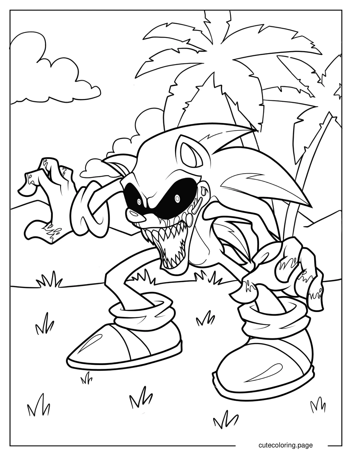 Growling Sonic Exe With Bloody Gloves Coloring Page coloring page