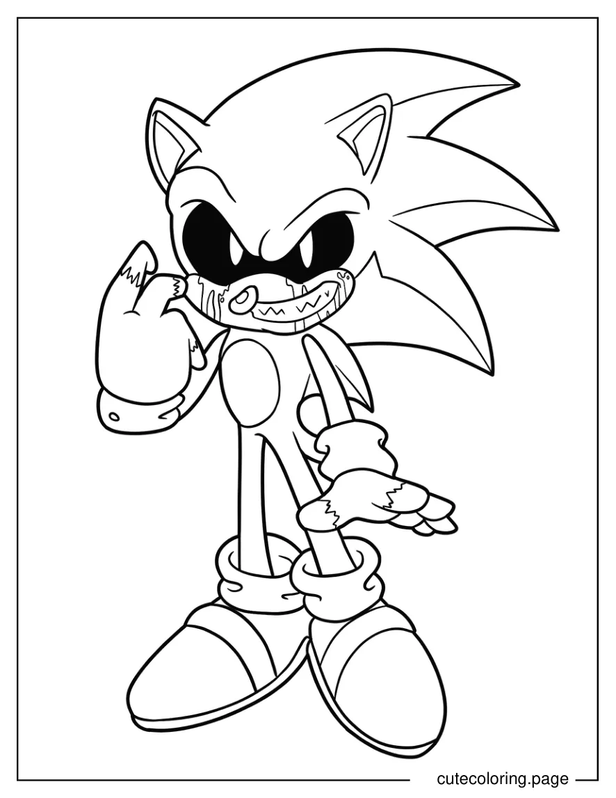 Simple Sonic Exe Bloodied With Torn Gloves Coloring Sheet coloring page