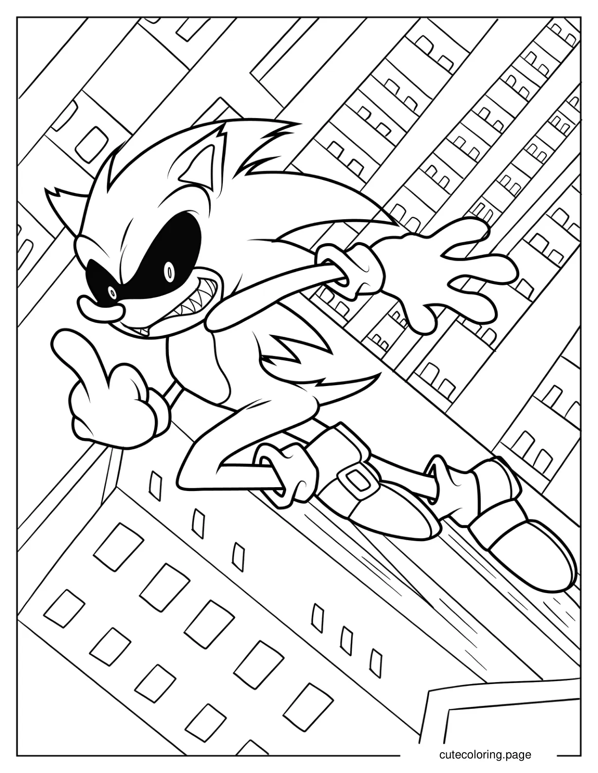 Sonic Exe Giving The Middle Finger Coloring Page coloring page