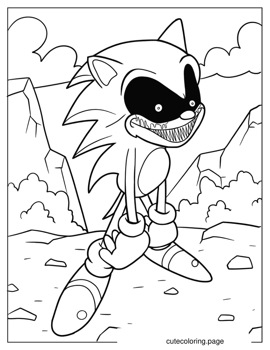 Sonic Exe Showing Sharp Teeth Coloring Page coloring page