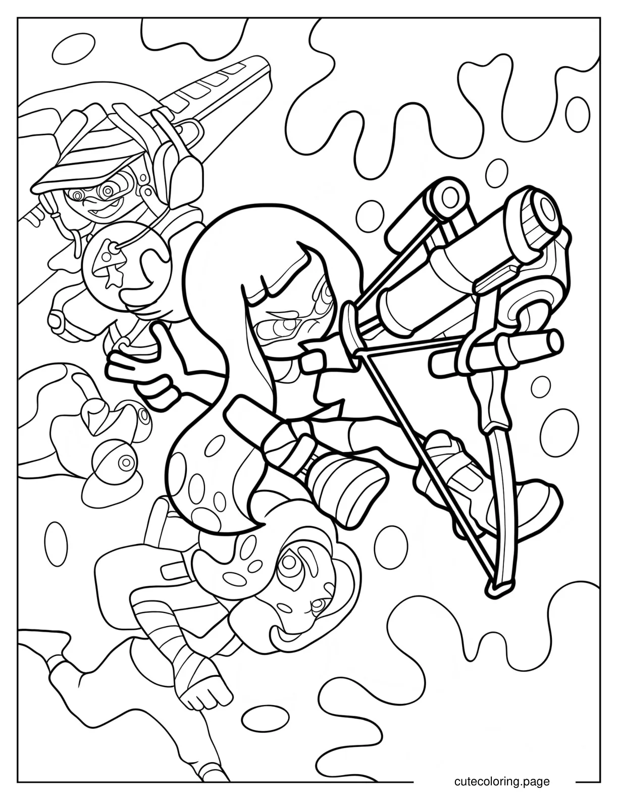 Agent 3 Using Hero Shot Splatoon Coloring Page coloring page