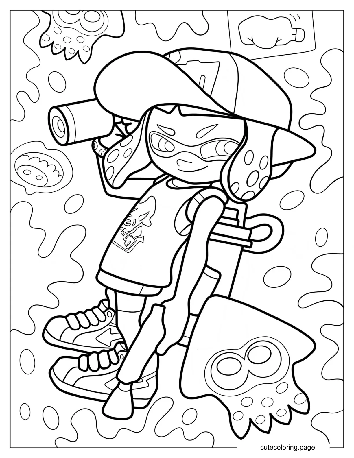 Kawaii Amiiba Girl Neon Pink With Inkjet Coloring Page For Kids coloring page