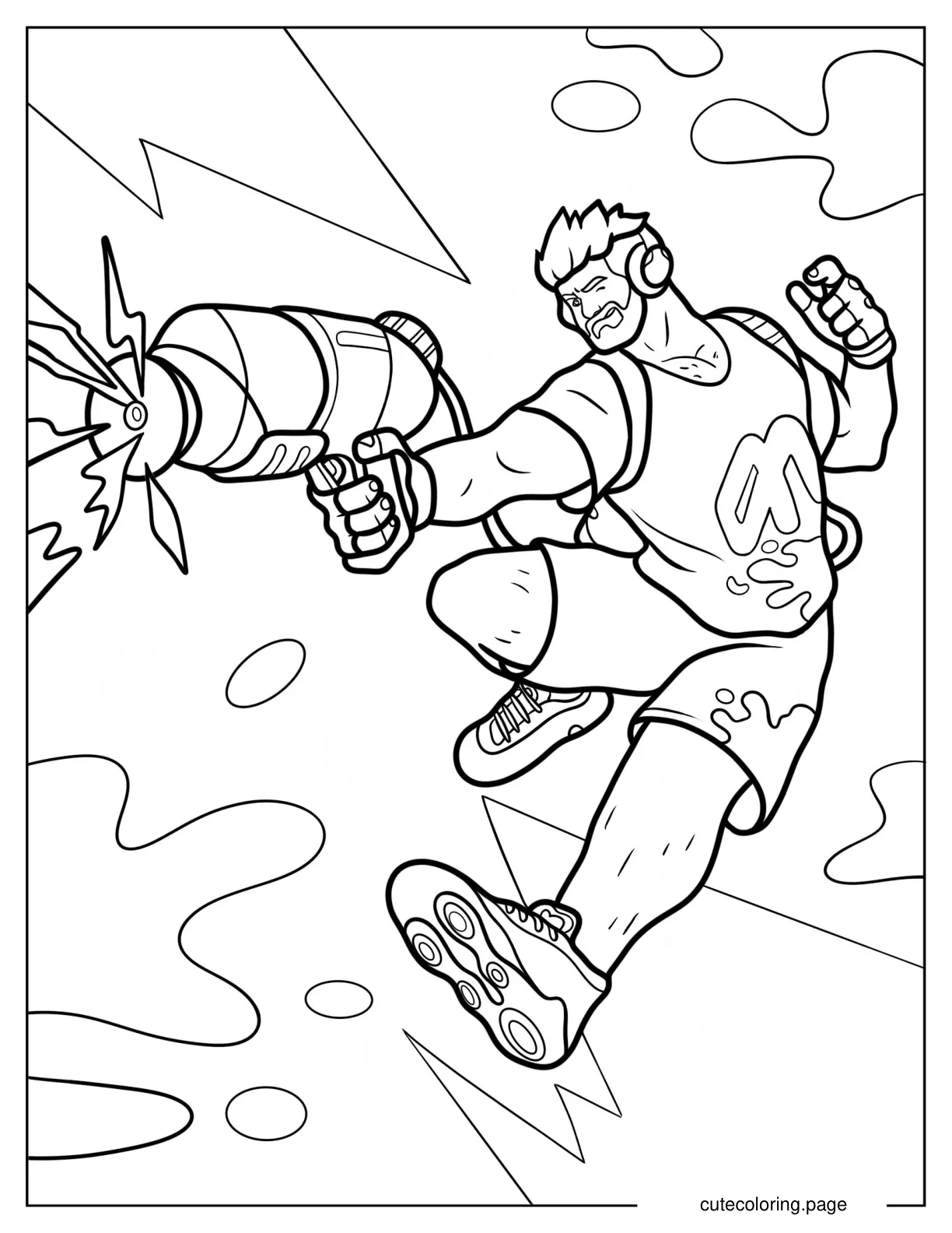 Muscular Splatoon Guy Shooting Inkjet Coloring Page coloring page