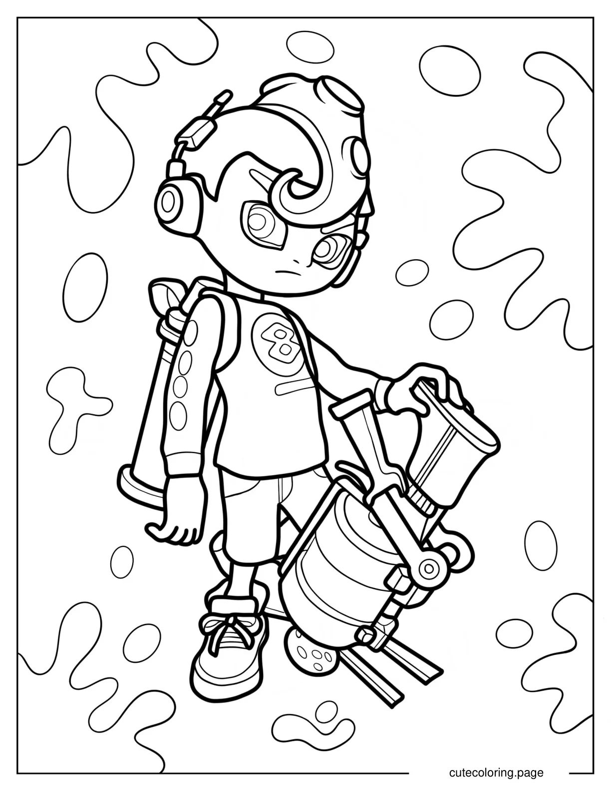 Serious Octoling Boy Holding Inkjet Coloring Page coloring page