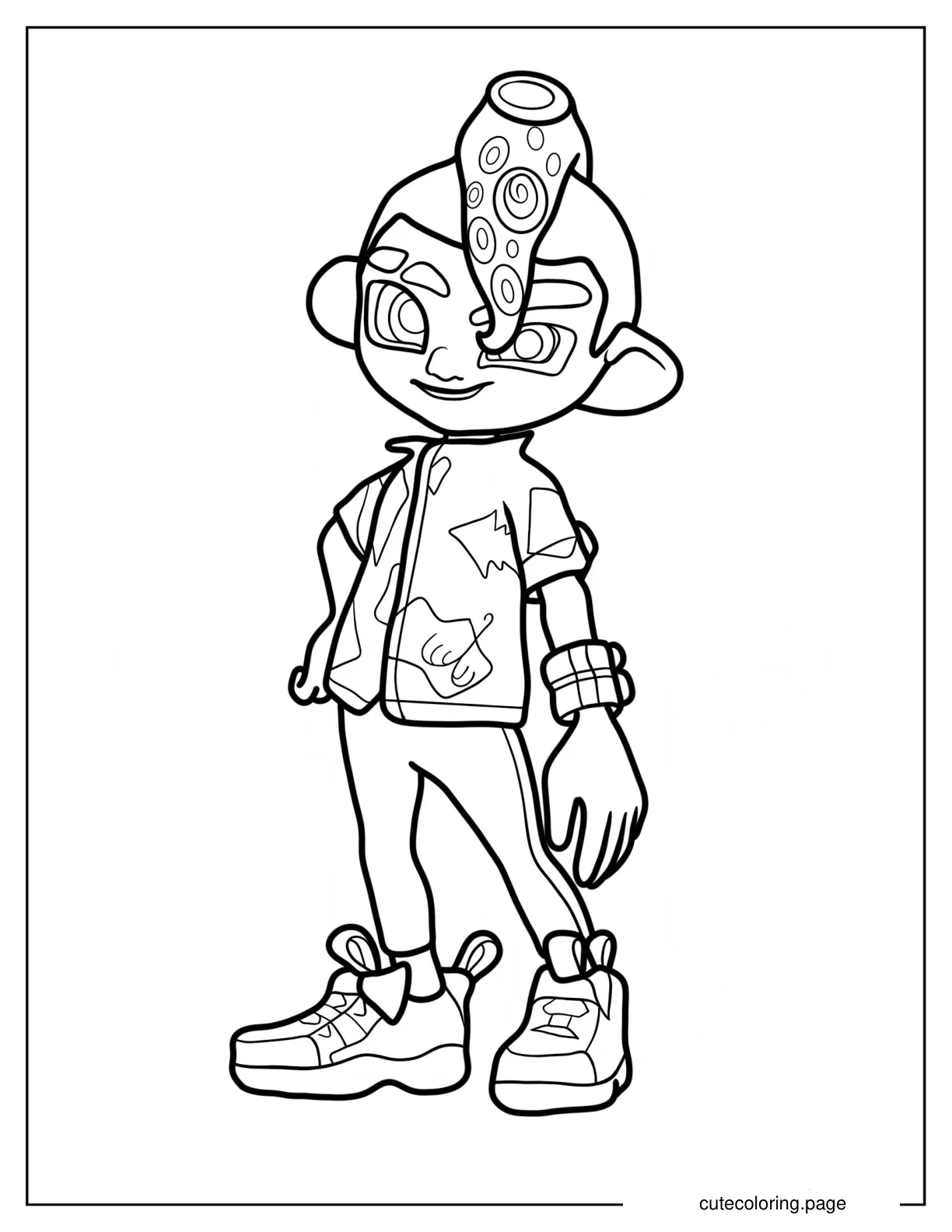 Smiling Octoling Boy Coloring Sheet For Preschoolers coloring page