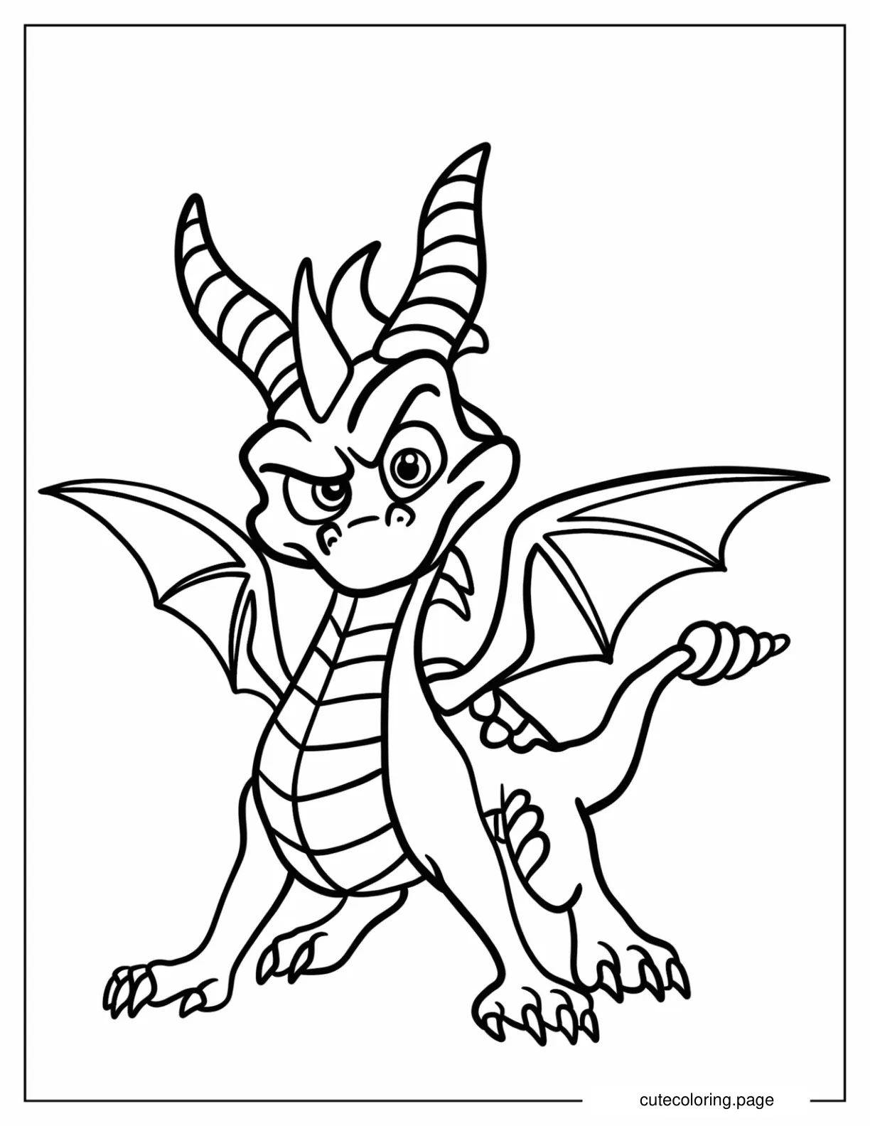 Curious Spyro Outline Coloring Page For Kids coloring page