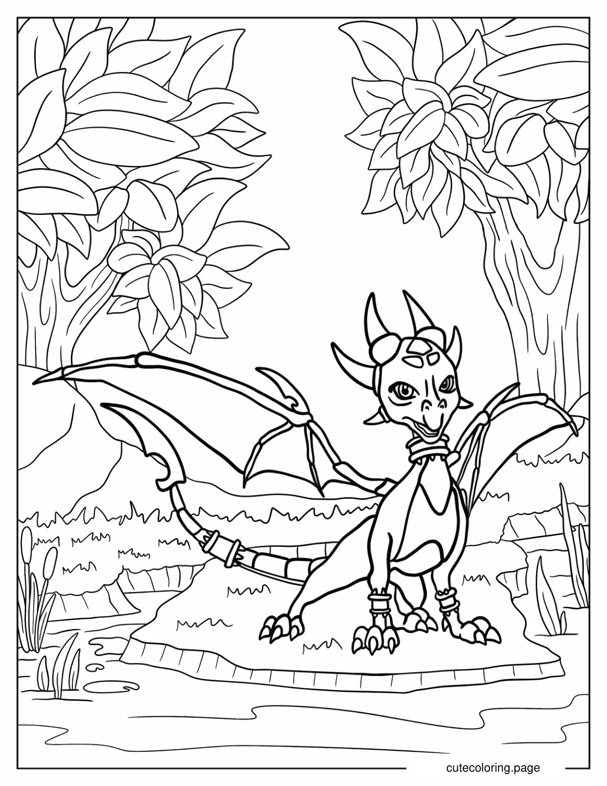 Detailed Cynder On A River Coloring Page coloring page