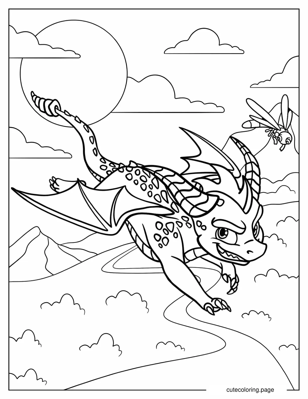 Spyro Flying In The Sky Coloring Page coloring page