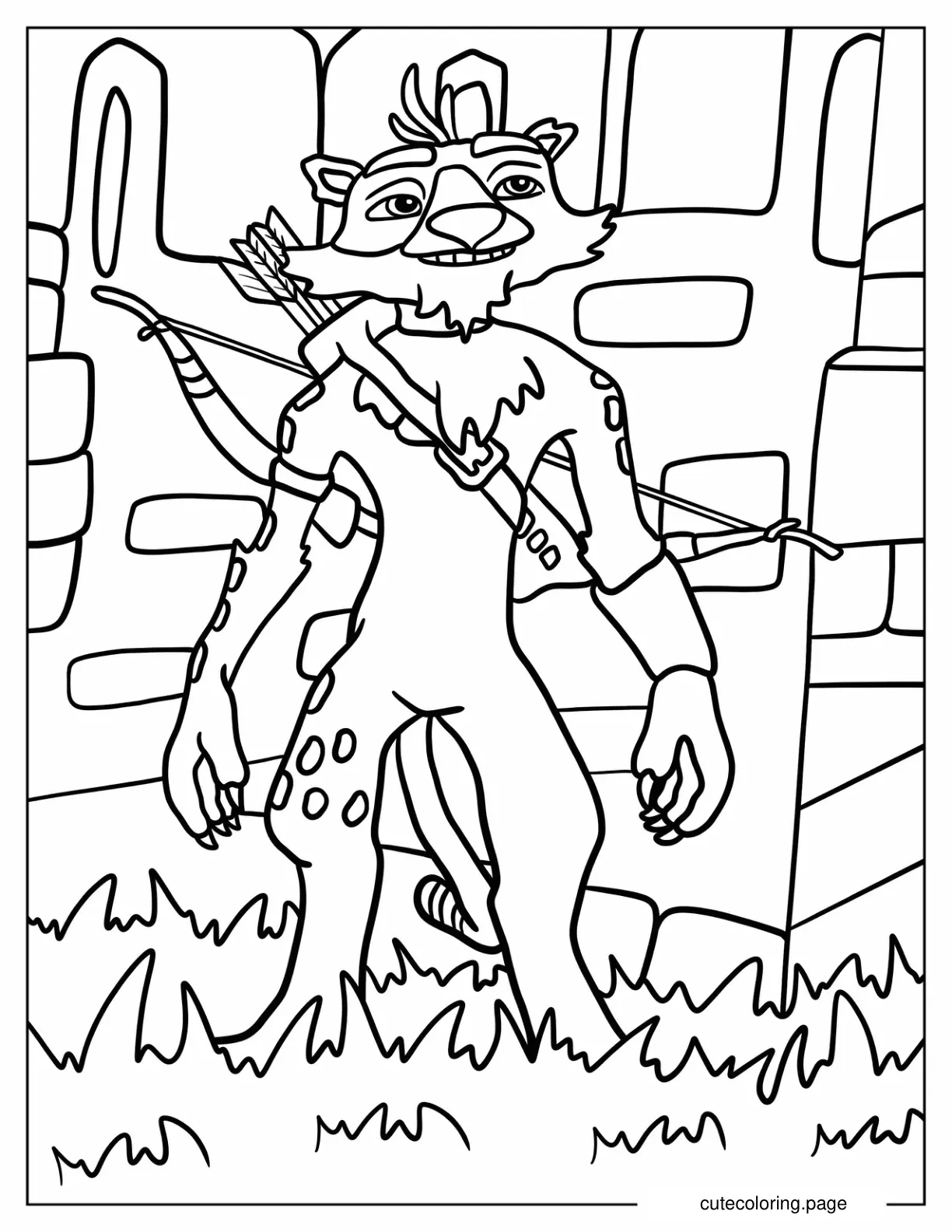 Spyro Hunter With Bow And Arrow Coloring Page coloring page