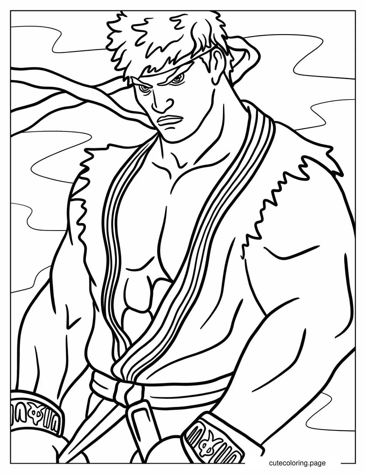 Easy Street Fighter Ryu Coloring Page Kids coloring page