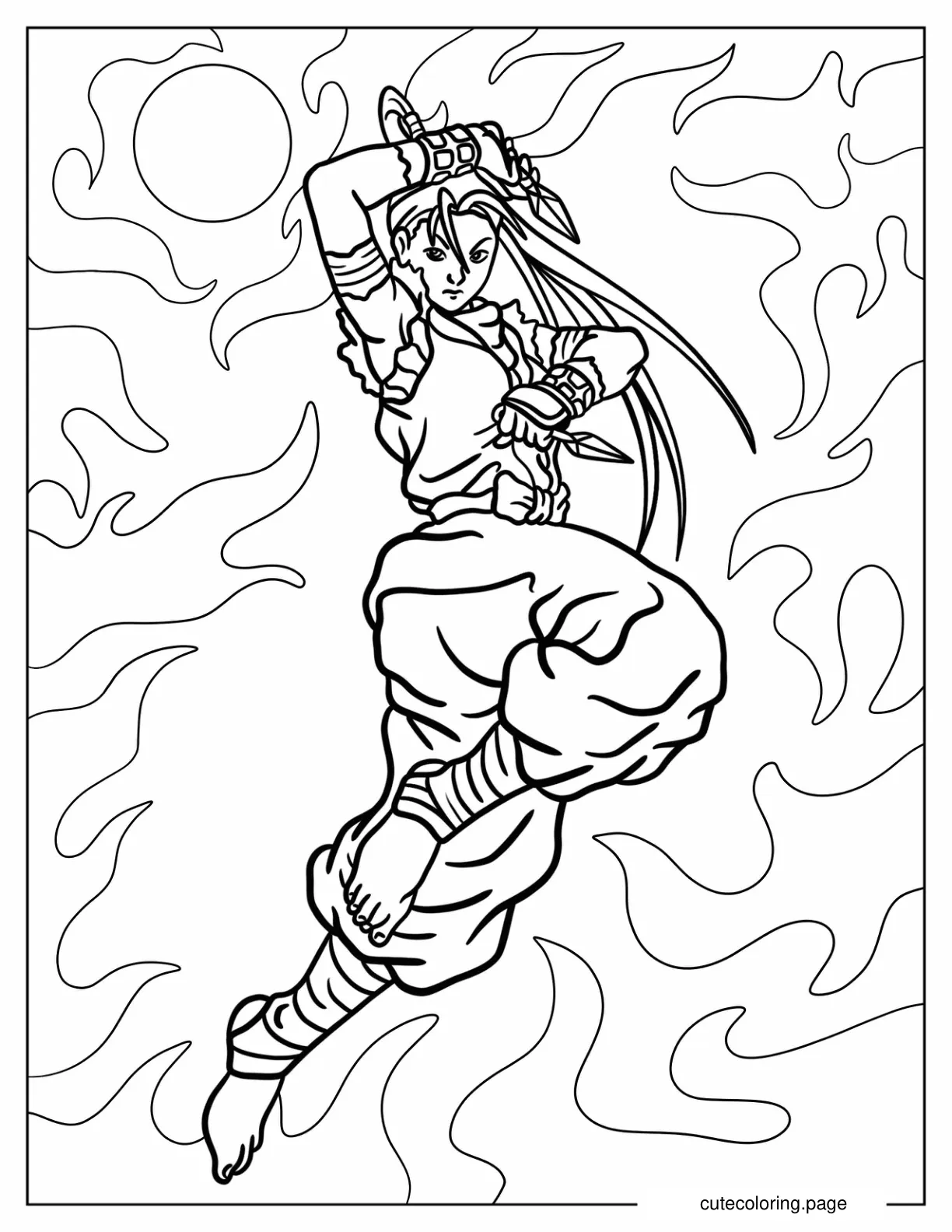 Ibuki Holding Kunai In Both Hands Coloring Sheet coloring page