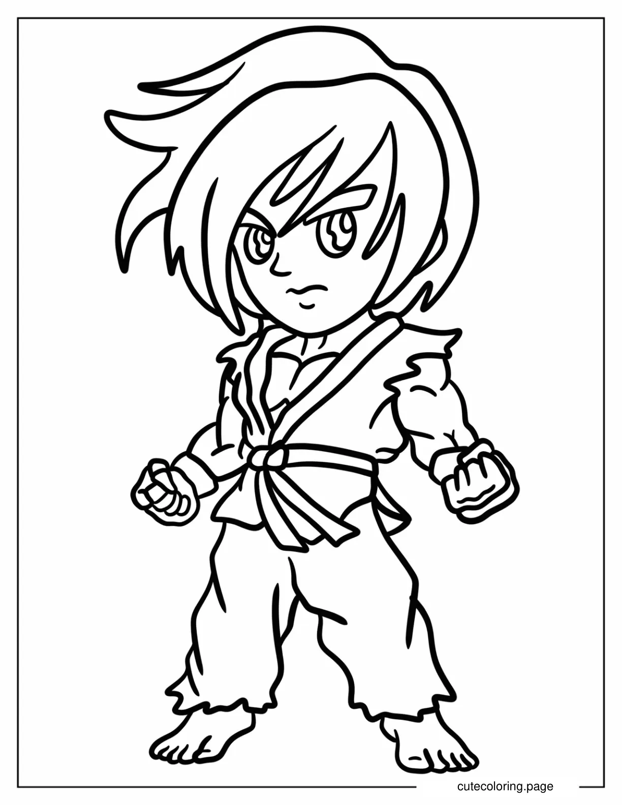 Kawaii Chibi Ken Masters Coloring Page For Preschoolers coloring page