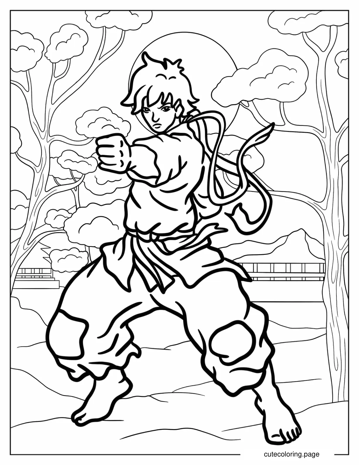 Makoto Punching The Air Coloring Sheet coloring page