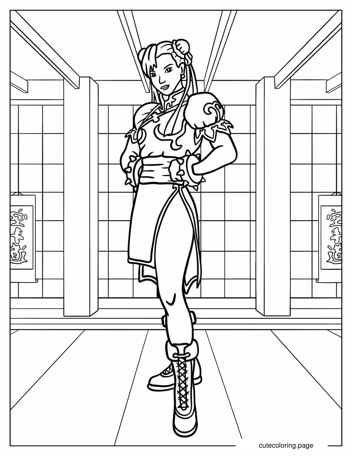 Pretty Chun Li Coloring Page For Kids coloring page