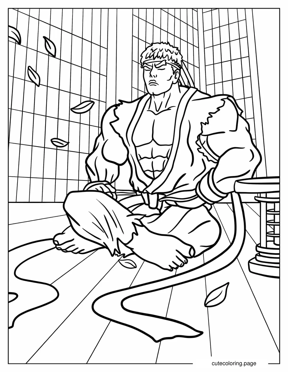 Ryu Meditating Coloring Page For Kids coloring page