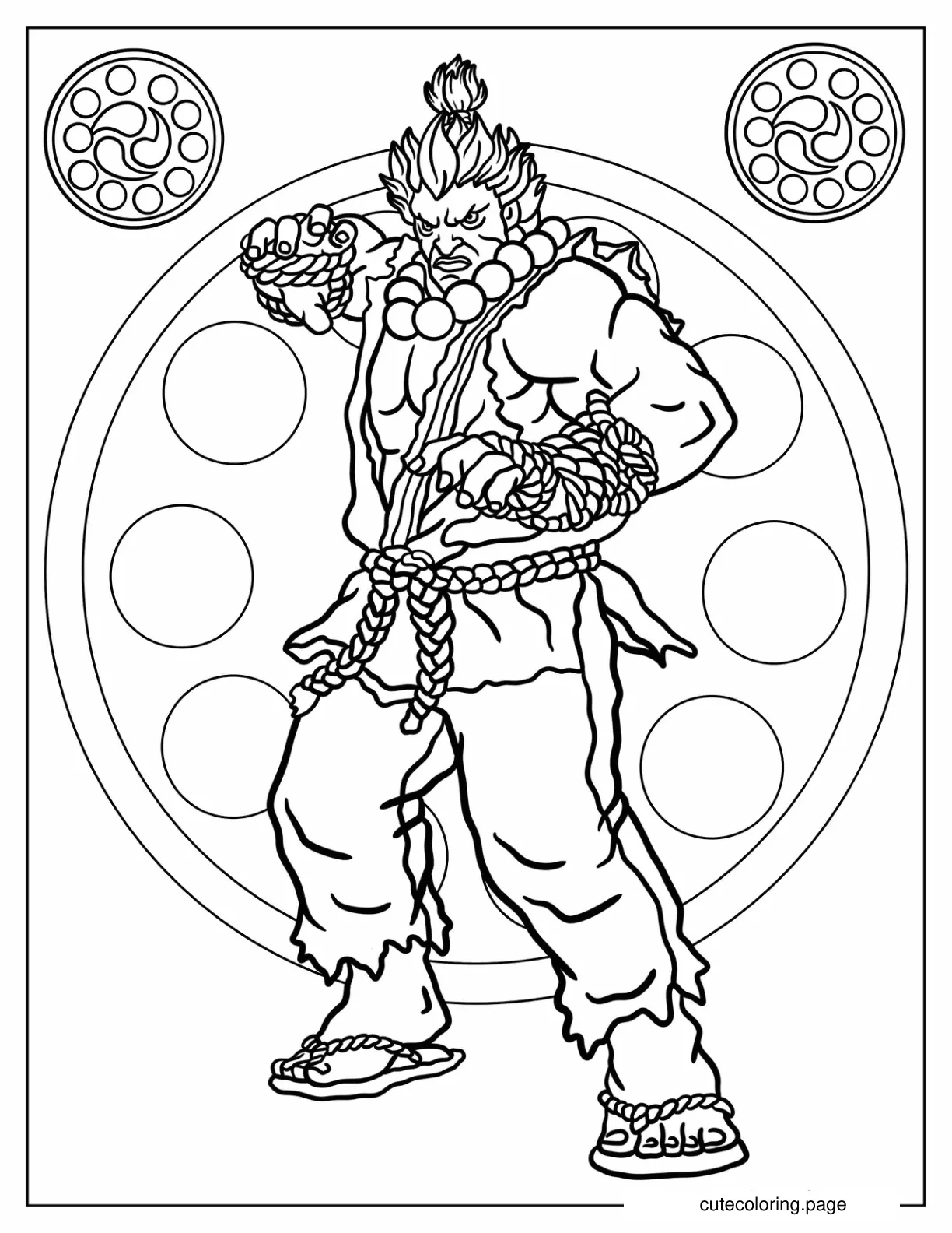 Scary Street Fighter Akuma coloring page