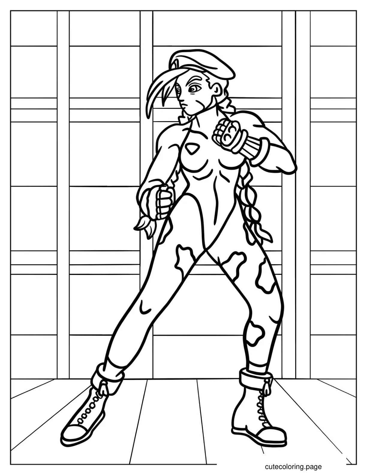 Street Fighter Cammy White In Battle Pose Coloring Sheet coloring page