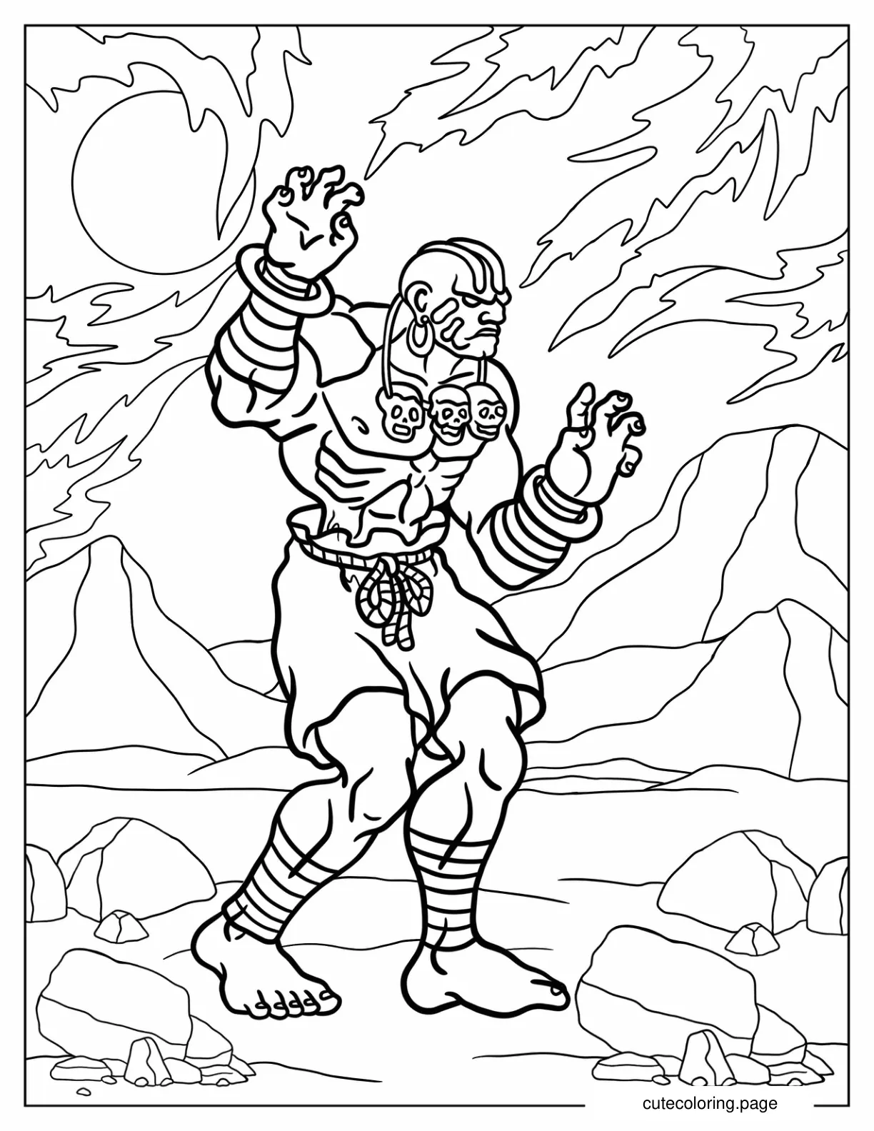 Street Fighter Dhalsim Summoning Powers Coloring Sheet coloring page