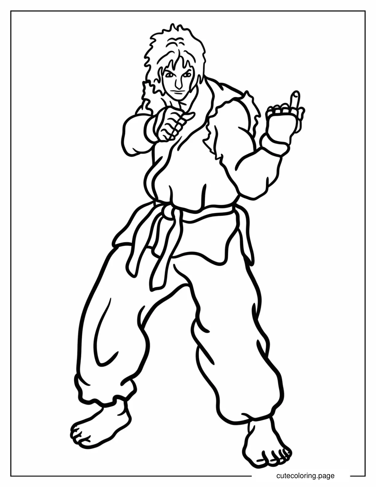 Street Fighter Ken Masters Coloring Page For Kids coloring page