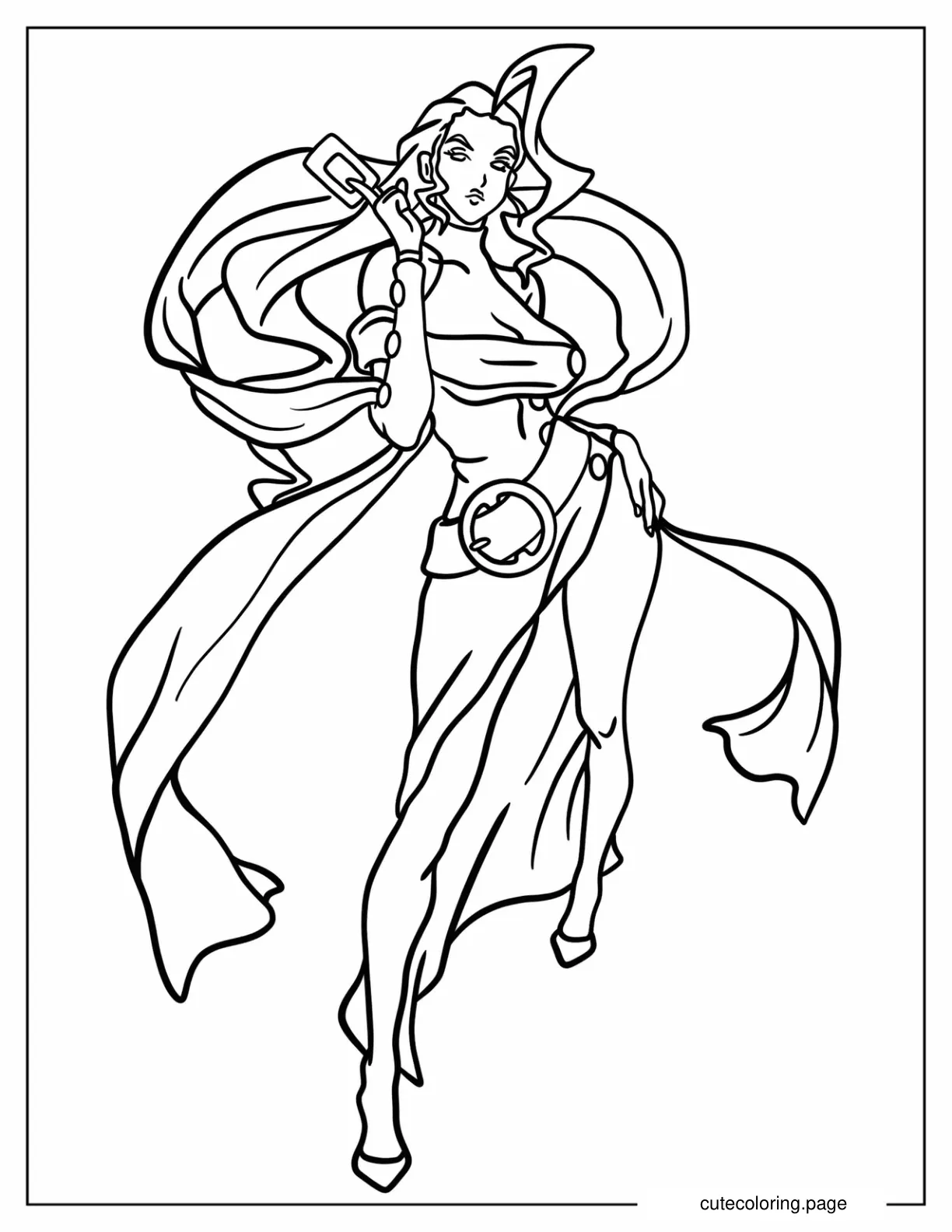 Street Fighter Rose Holding Up A Card coloring page