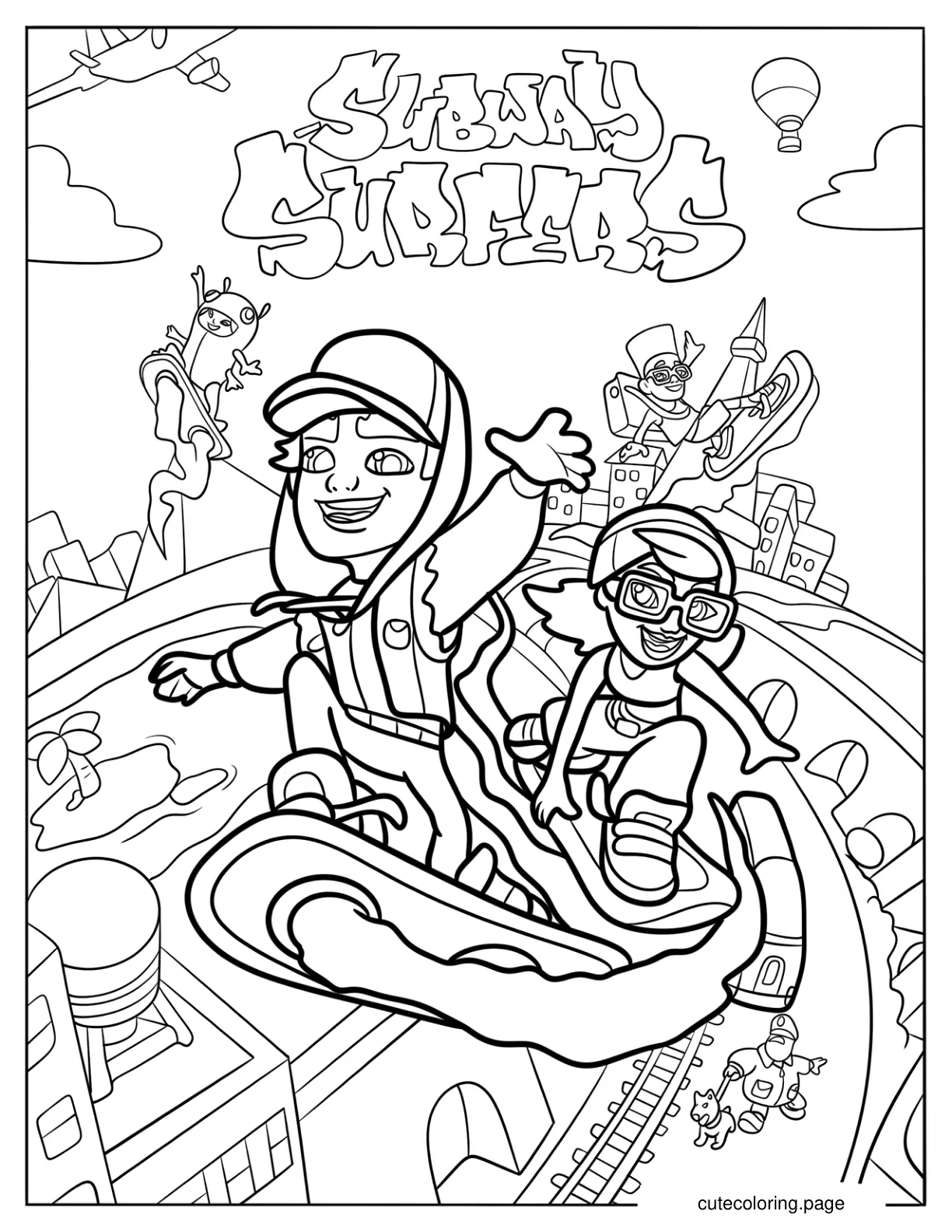 Detailed Subway Surfers Poster Coloring Page coloring page