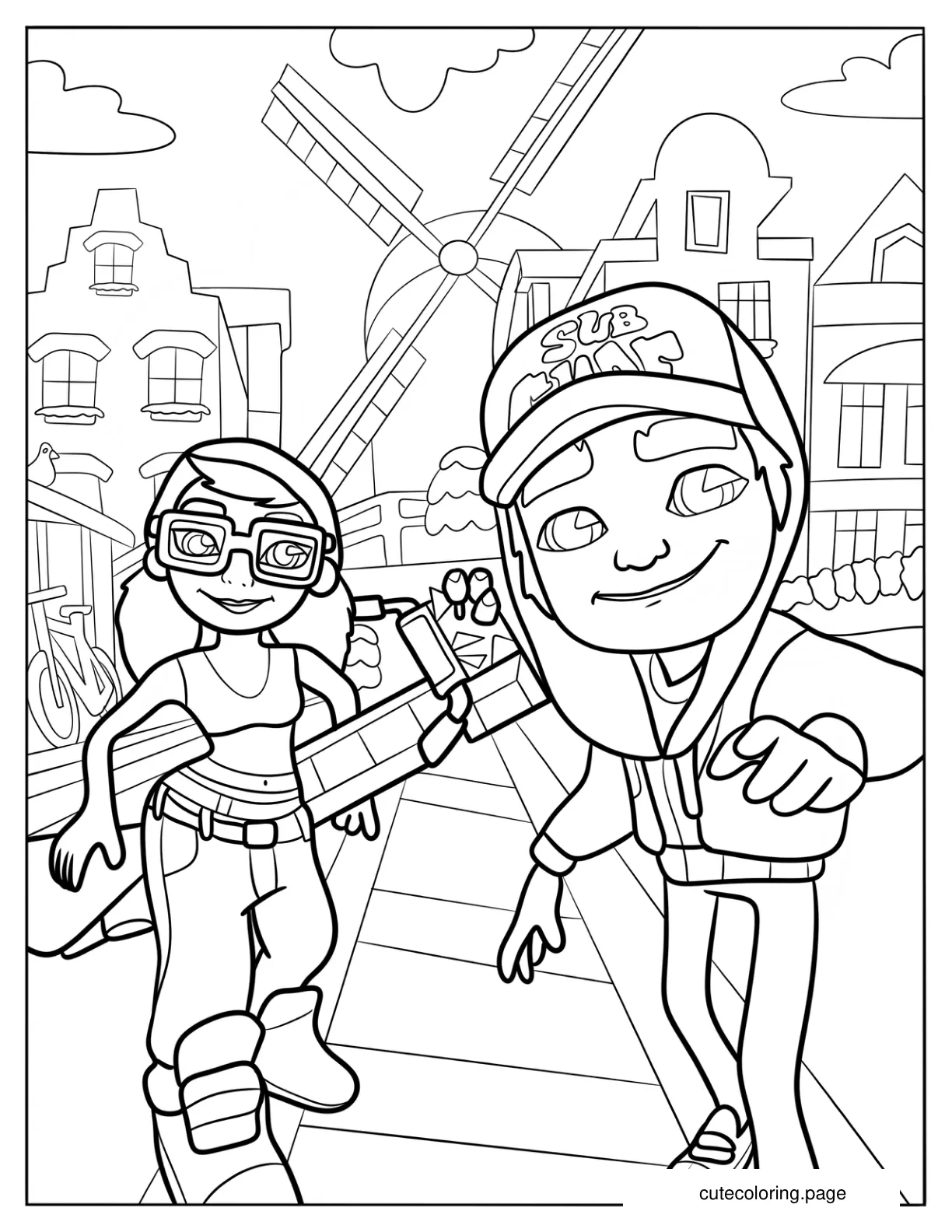 Jake And Tricky Subway Surfers Coloring Sheet coloring page