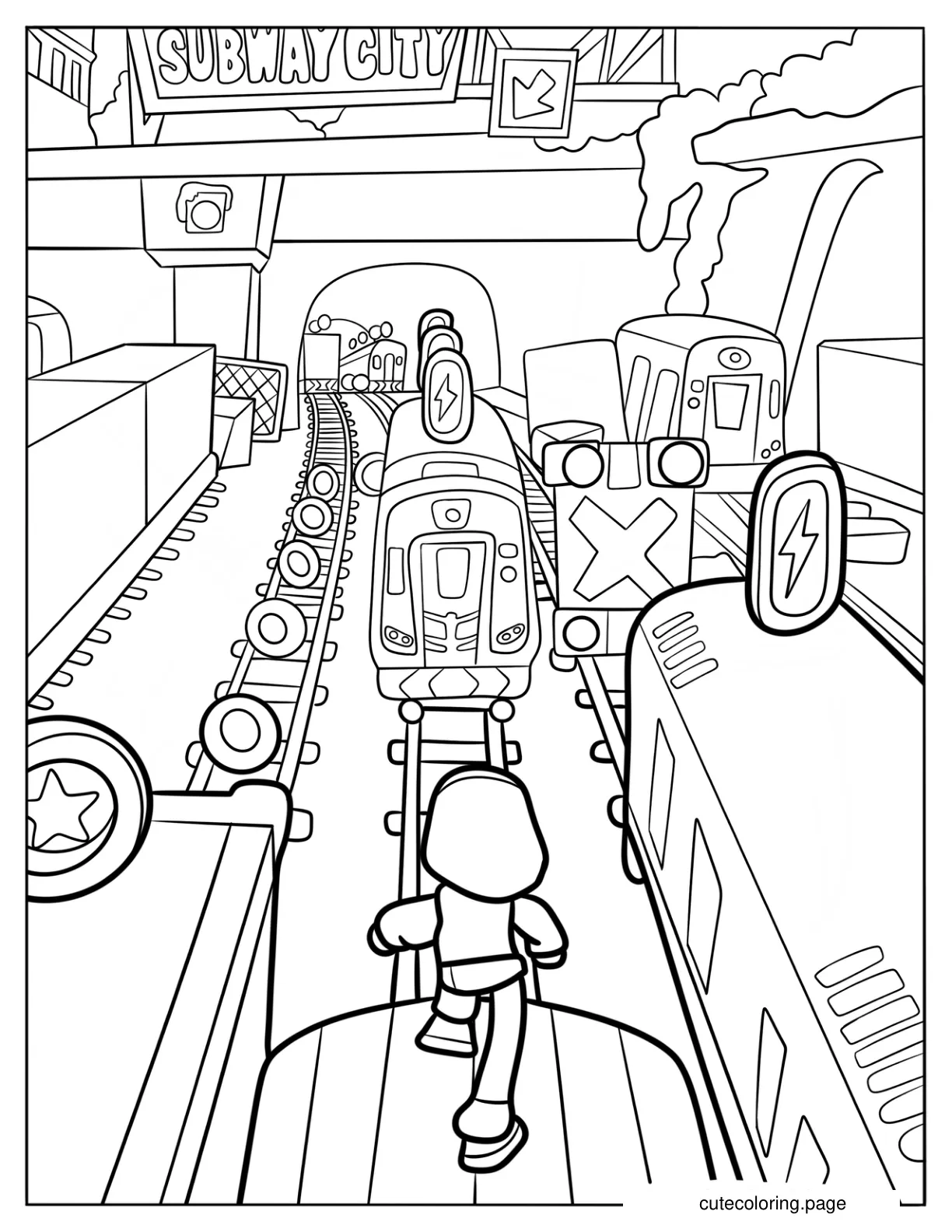 Subway Surfer On The Edge Of A Train Coloring Sheet coloring page