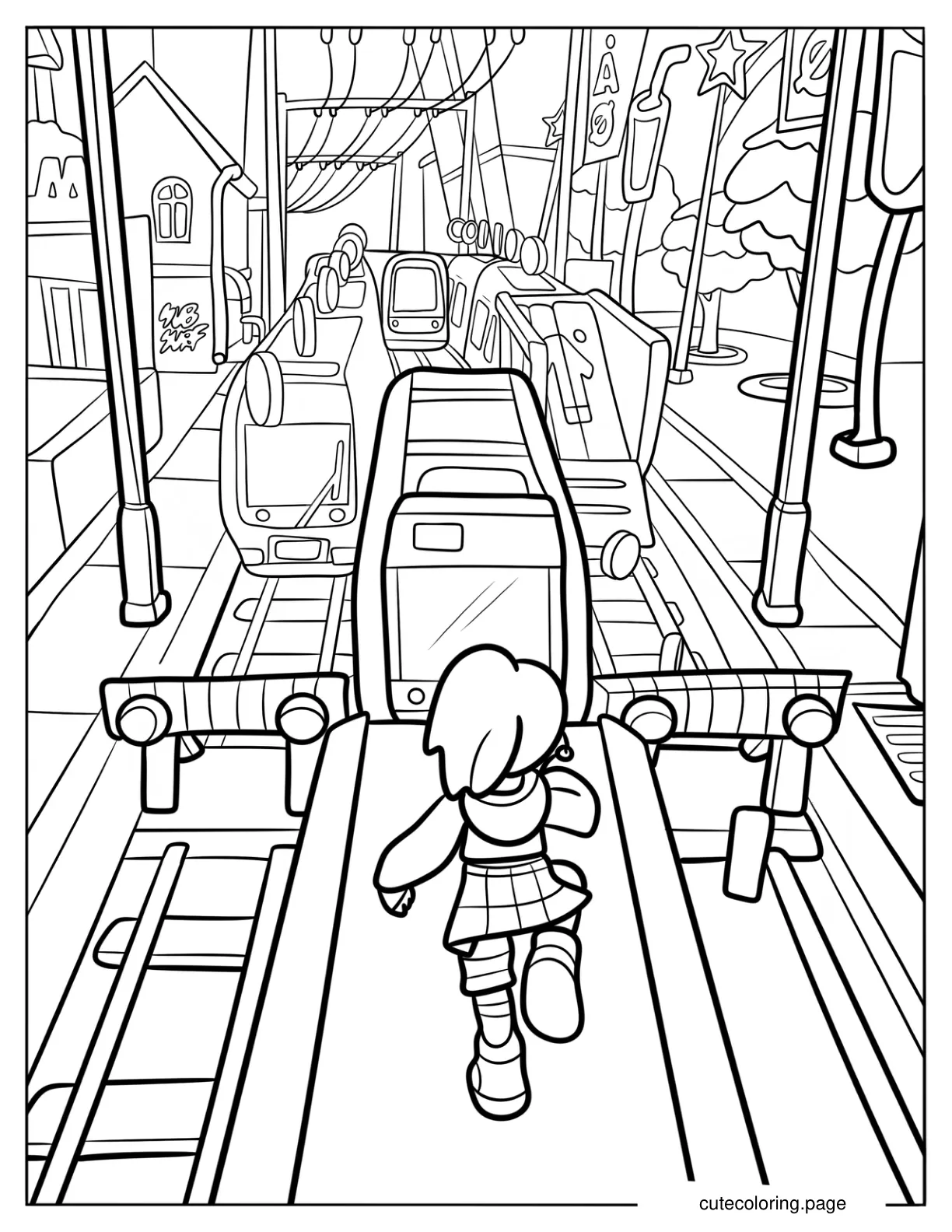 Subway Surfer Tricky On Top Of A Train coloring page