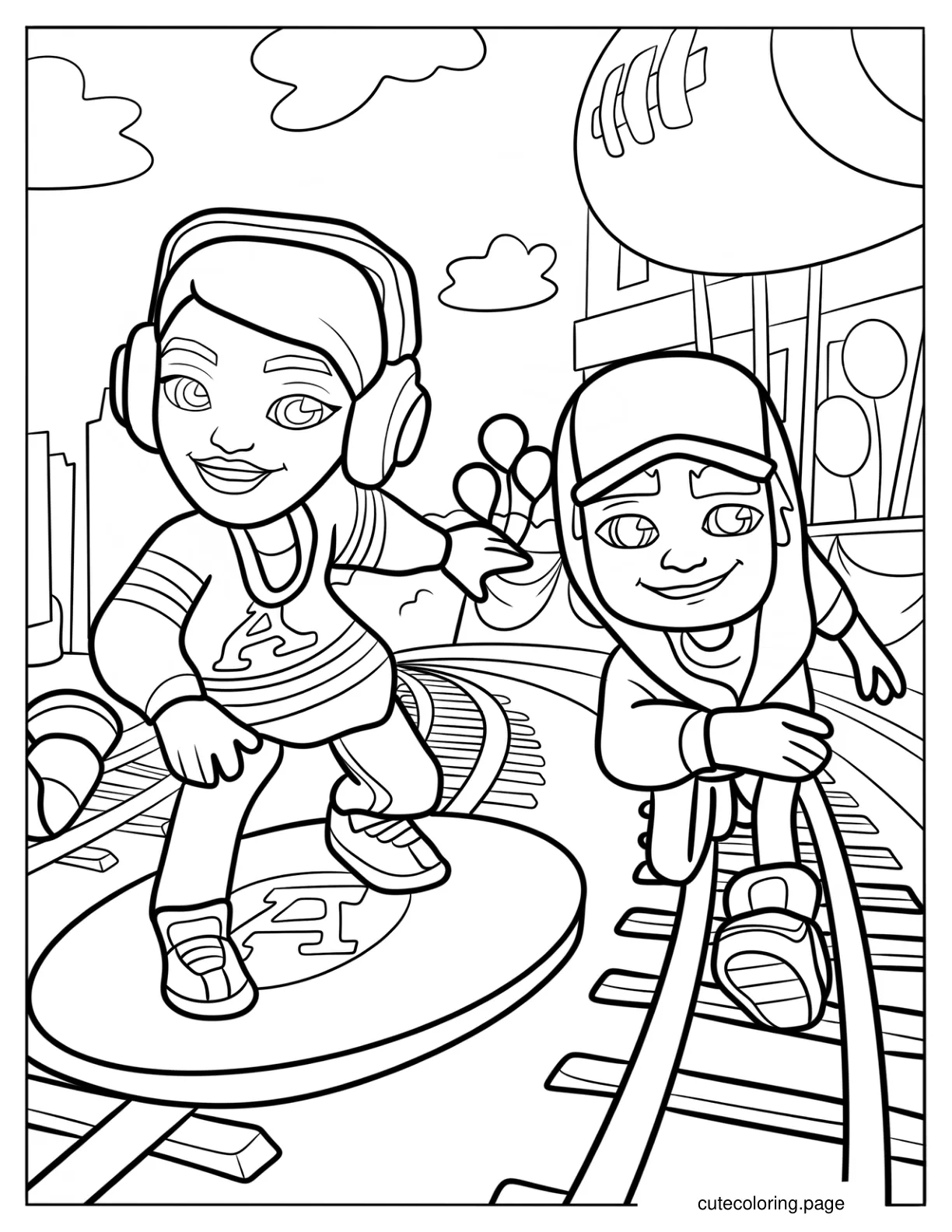 Subway Surfers Alicia Racing Jake coloring page