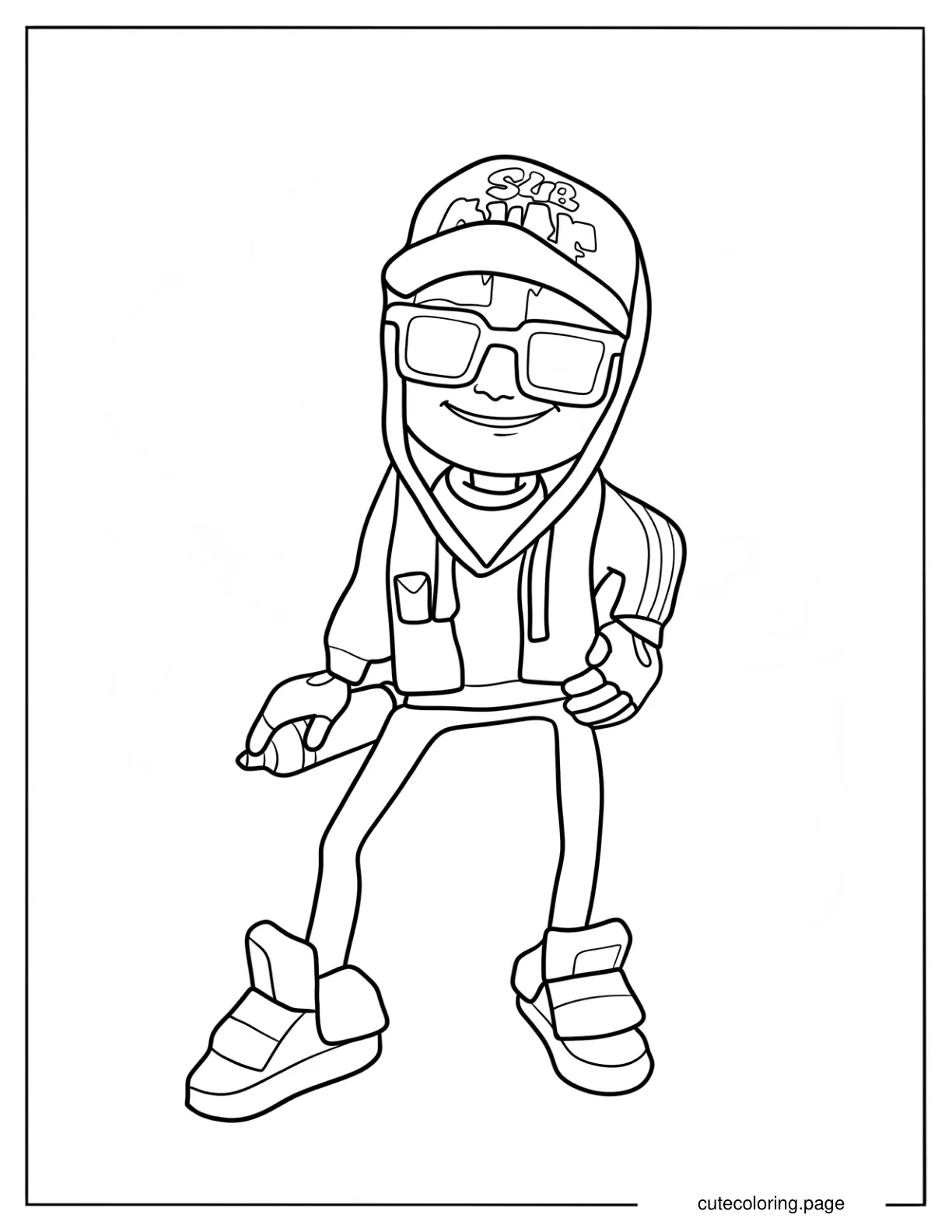 Subway Surfers Jake In Sunglasses Coloring Page For Kids coloring page