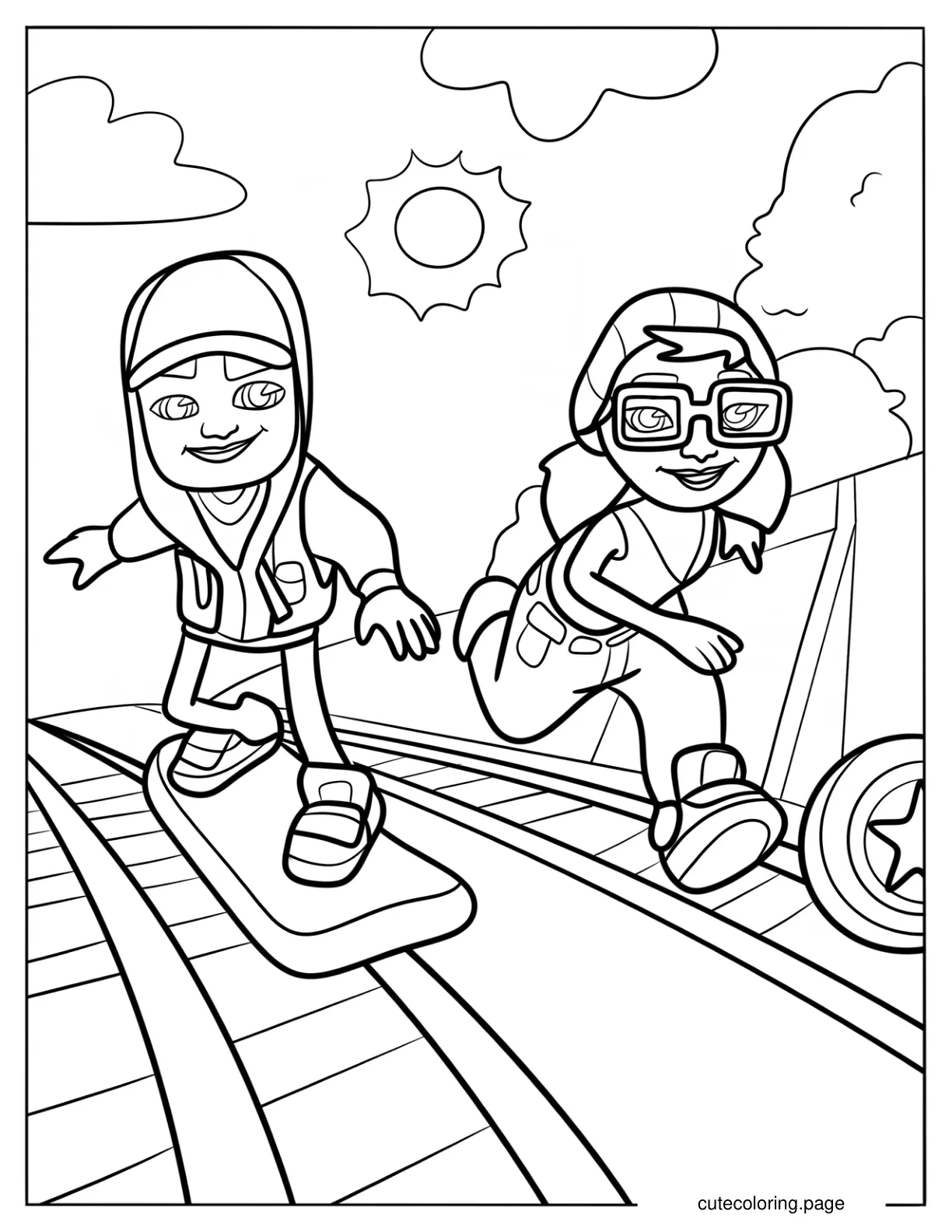 Subway Surfers Jake Racing Tricky Coloring Sheet coloring page