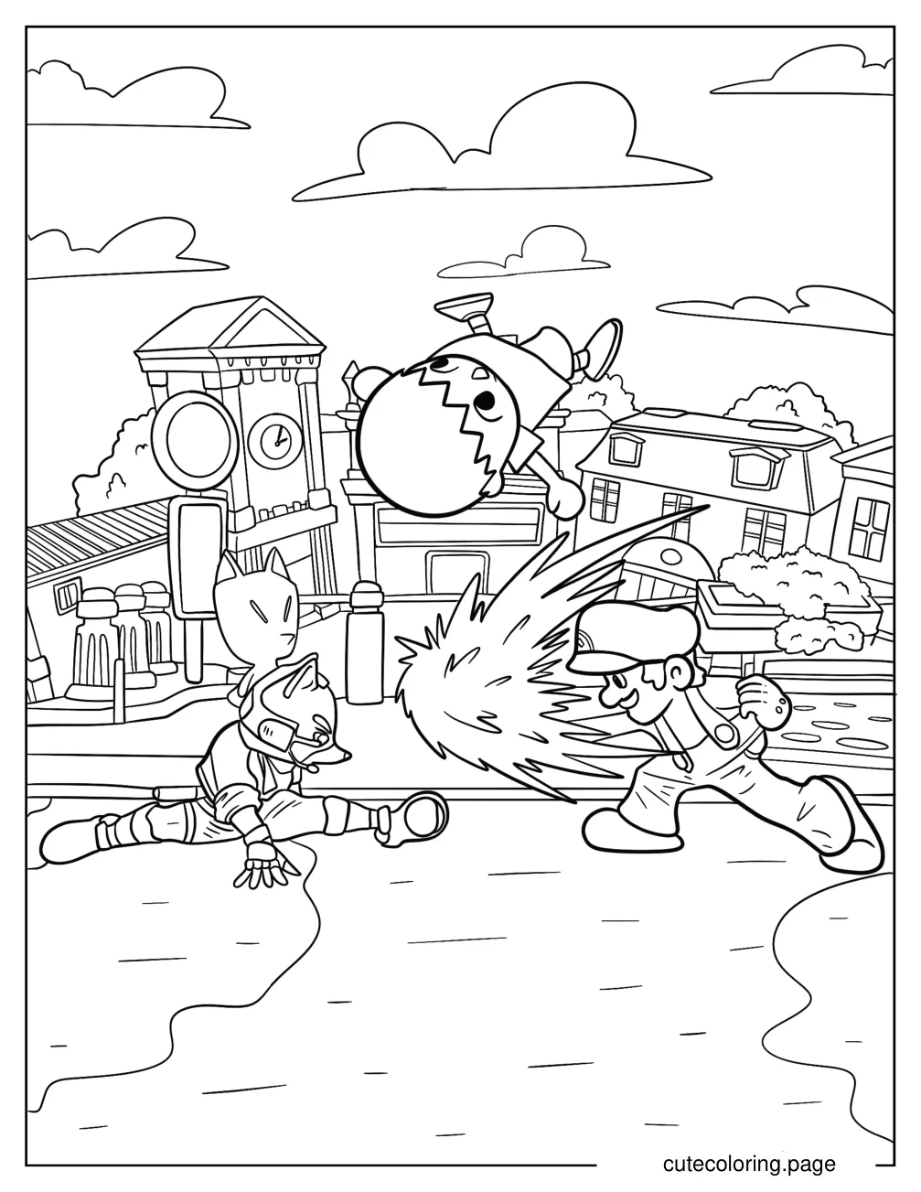 Animal Crossing Villager Leaping Over Mario And Star Fox coloring page