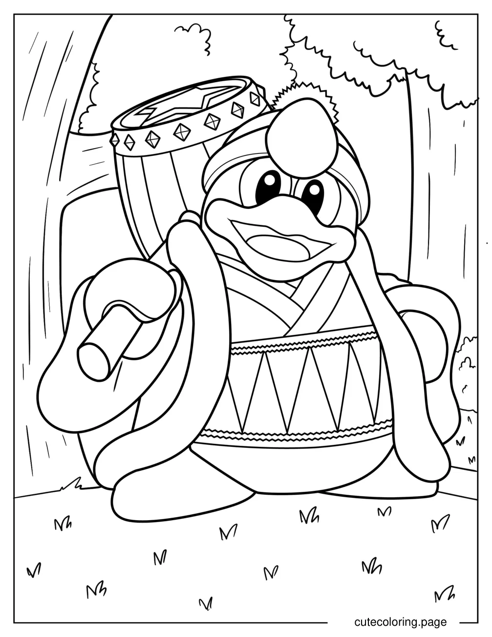 Cute King Dedede With Hammer coloring page