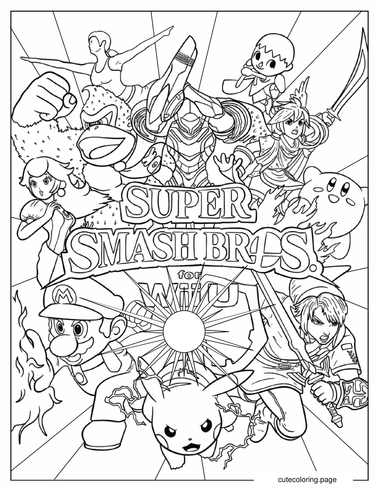 Detailed Super Smash Bros Poster Coloring Page coloring page