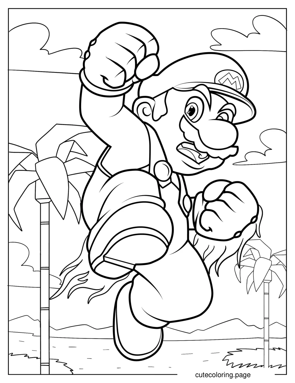 Mario In Super Smash Bros Coloring Page For Kids coloring page