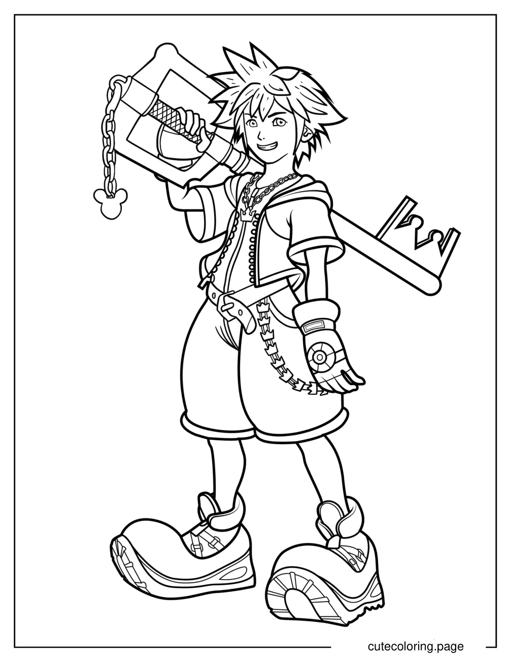 Sora Holding Keyblade coloring page