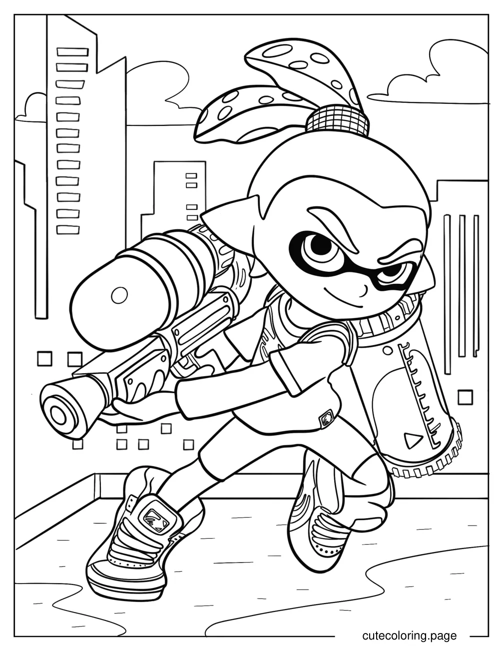 Splatoon With Weapons Super Smash Bros Coloring Page coloring page