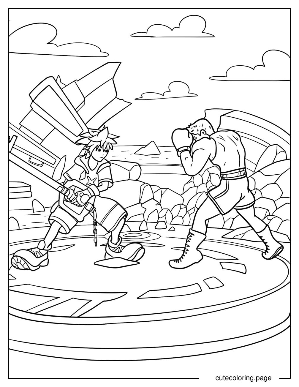 Super Smash Bros Sora Vs Little Mac Coloring Sheet coloring page